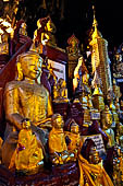 Inle Lake Myanmar. Pindaya, the famous Shwe Oo Min pagoda, a natural cave filled with thousands of gilded Buddha statues. 